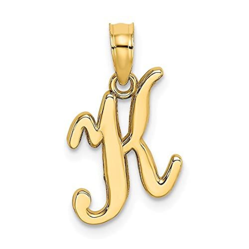 10k Yellow Gold Polished K Script Initial Charm - image 5